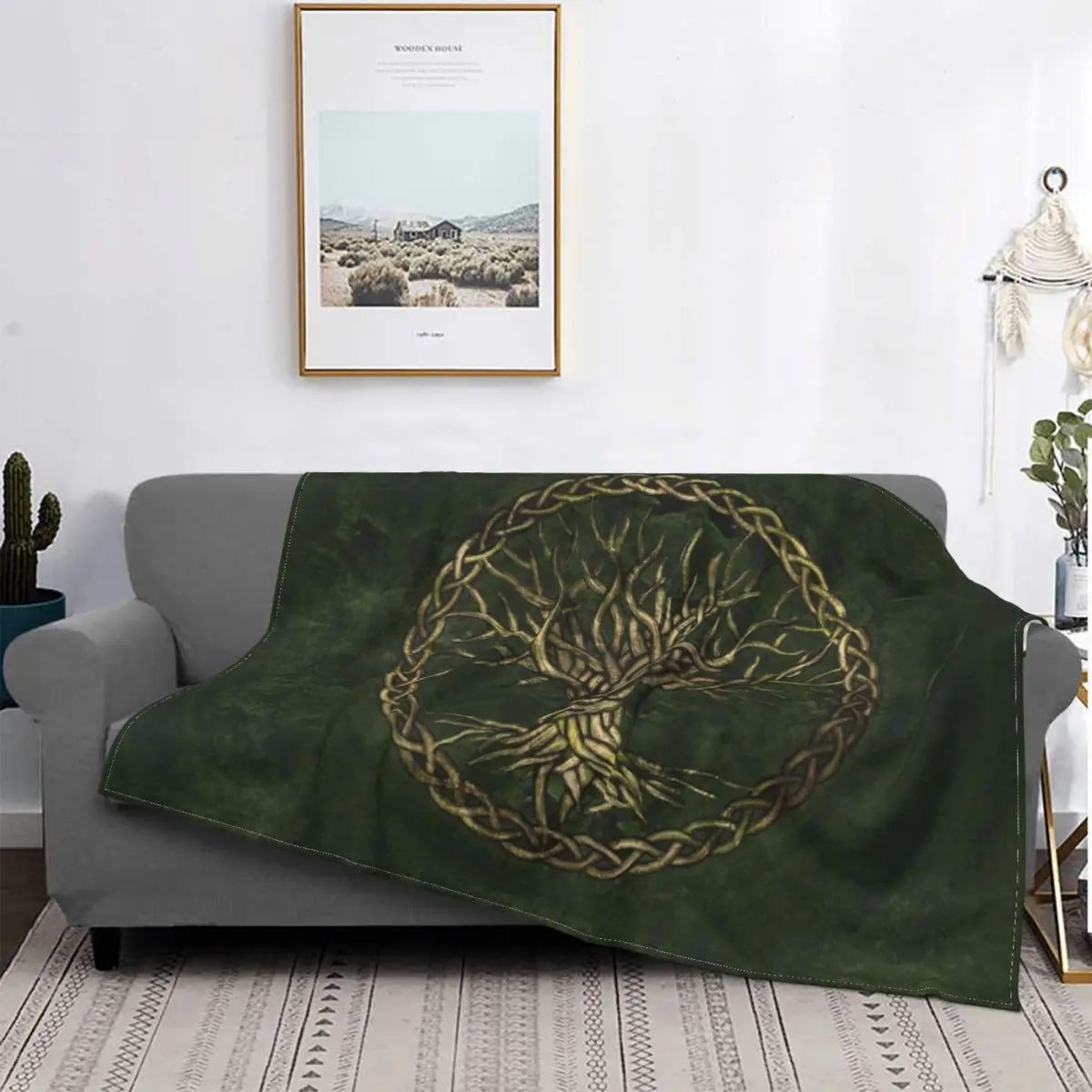 

Tree Of Life Yggdrasil Blanket Vikings Flannel Novelty Breathable Throw Blanket for Home Textile Decor