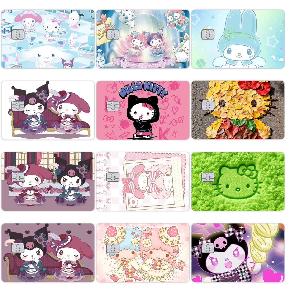 

Y2k Kuromi My Melody Cinnamoroll Pom Pom Purin Kawaii блестящая кредитная дебетовая карта пленка кожаный чехол мультфильм женские аксессуары наклейка