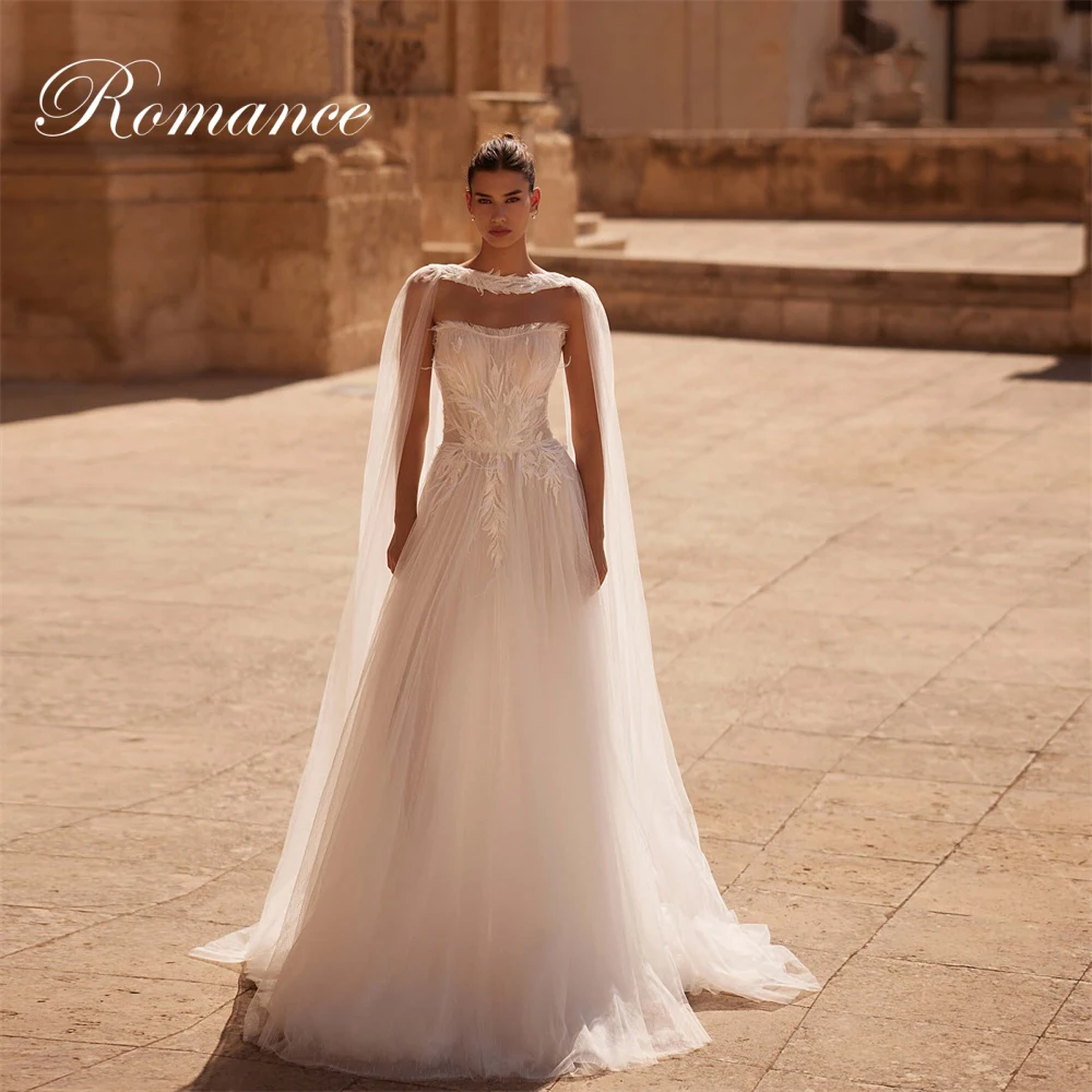 

Elegant Lace Appliques A-Line Wedding Dress 2026 Pleat Strapless Shawl Open Back Tulle Bridal Gown Vestidos De Novia Customized