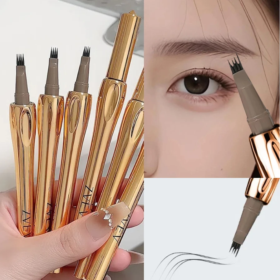 4-Punkt-Microblading-Augenbrauenstift, wasserdichter Augenbrauen-Tattoo-Pinsel, langlebiger Augenbrauenstift, Make-up, einfach anzubringender Augenbrauenstift