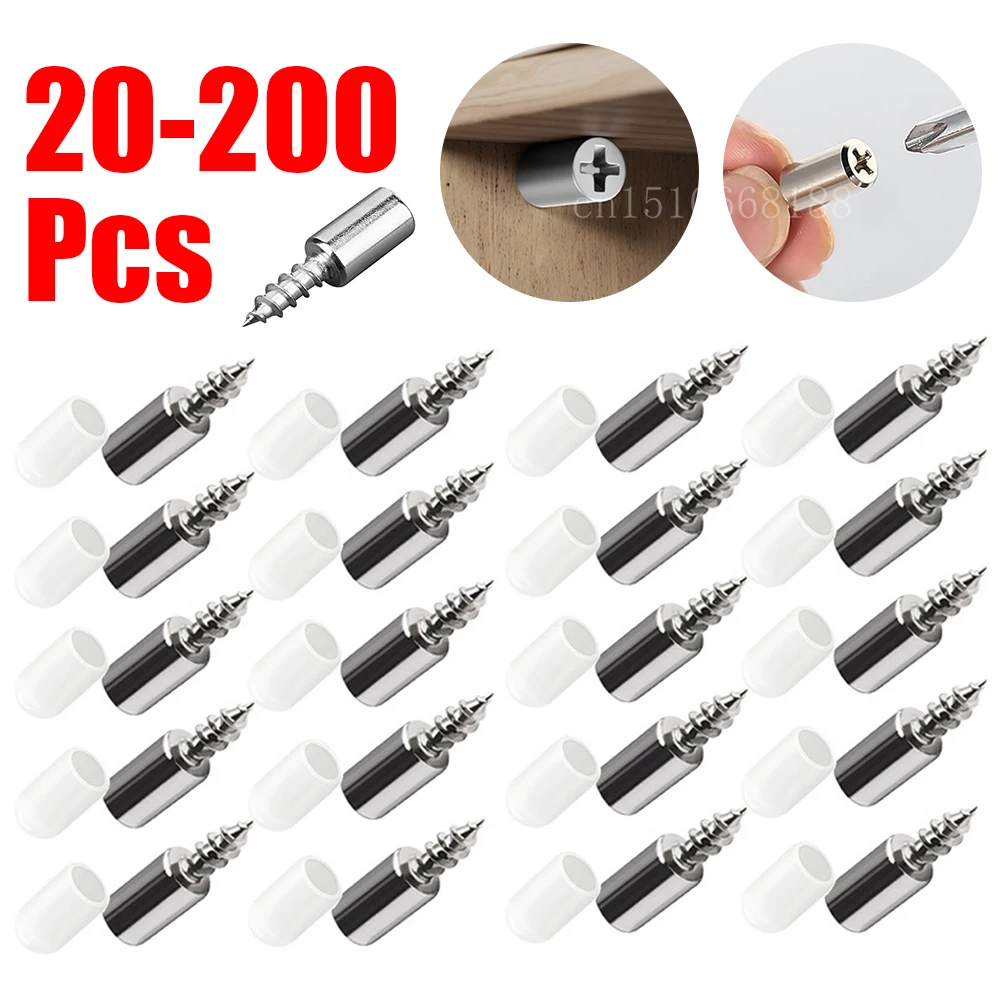 20-200Pcs Cross Self-tapping Screw with Rubber Cabinet Wardrobe Storage Rack Septum Screw Fixed Support Bracket Rubber Sleeves