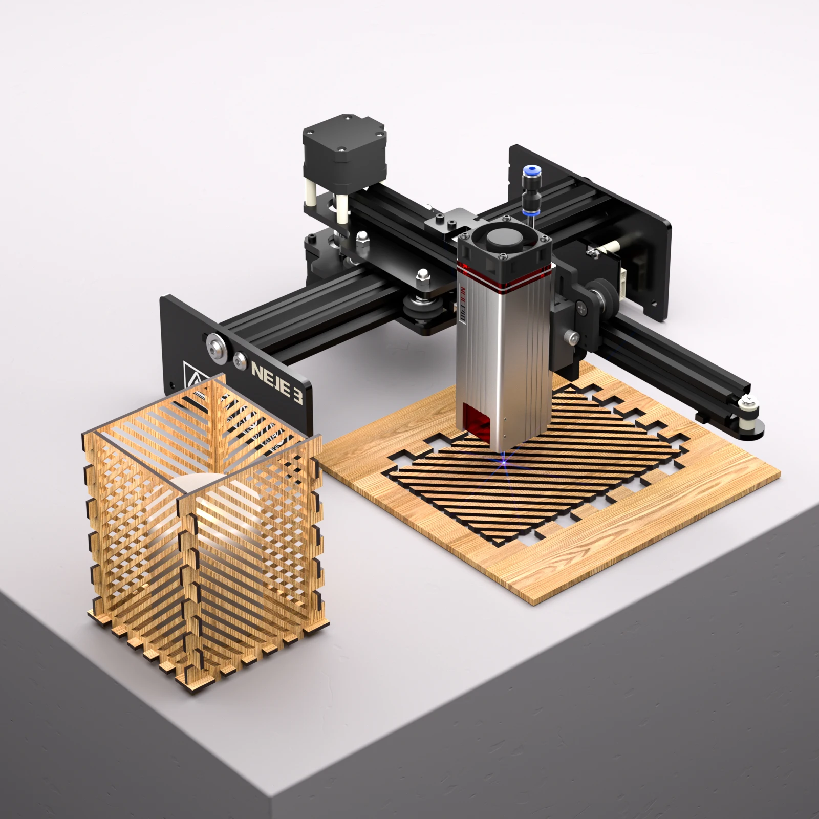 Neje Máquina de Gravação a Laser Cortador de Assistência a ar Roteador Cnc Lightburn Grbl Impressora de 32 Bit 40w 3