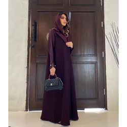 New Classic Burgundy Women Long Jacket One Piece Female Daily Coat Formal Ankle Length Blazer Arabic Robe