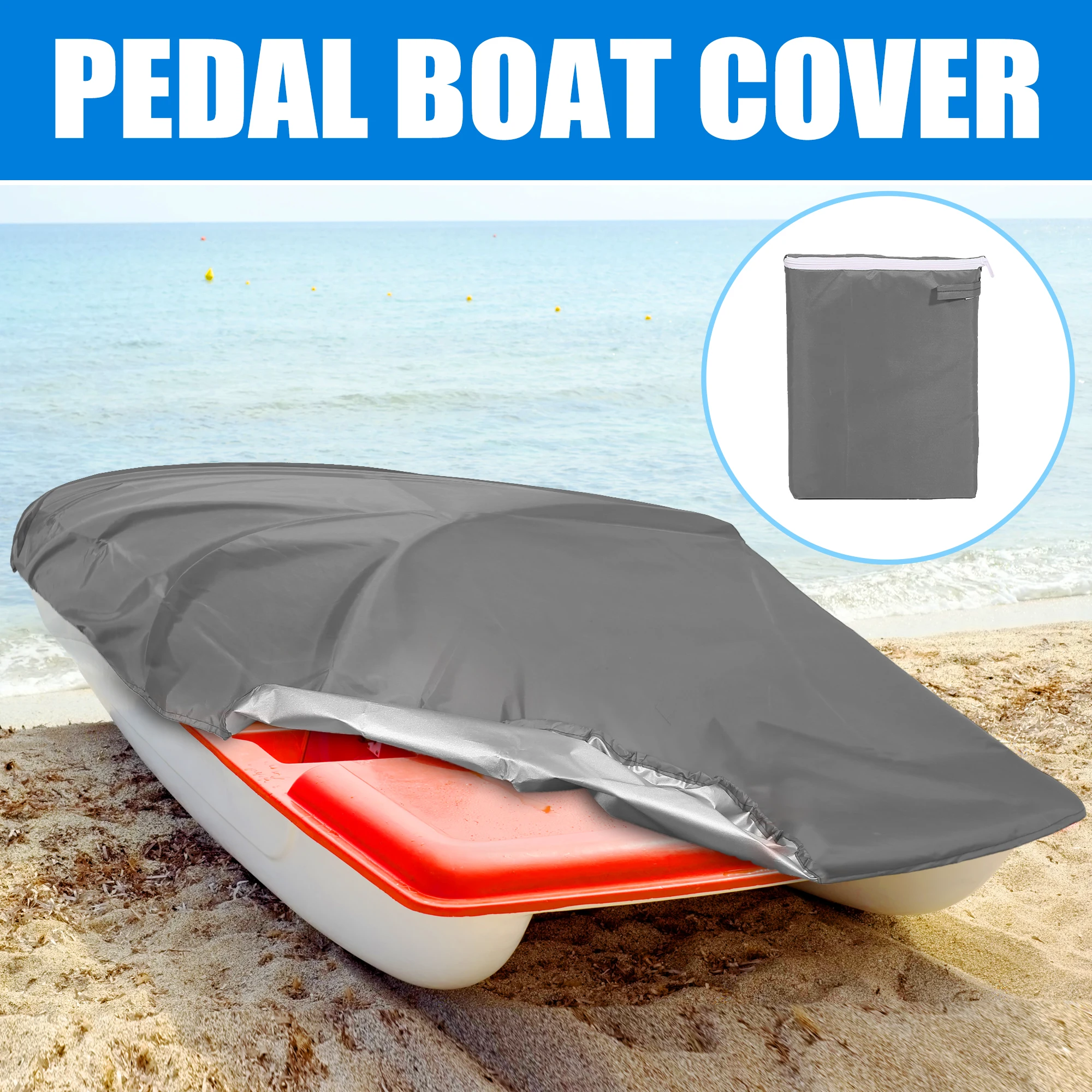 X Autohaux High Quality Universal Fit Waterproof 210D Pedal Boat Cover For Trailerable Paddle Boat Size 286x200cm Gray