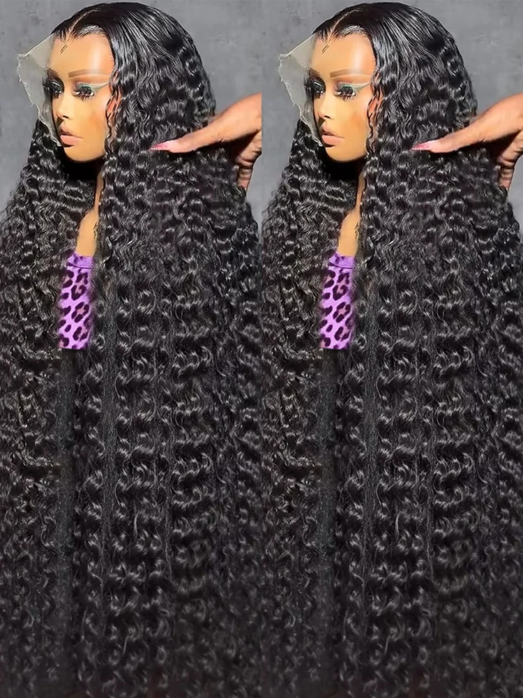 40 46 Inch 13x6 Hd Lace Front Wig Deep Wave 300% Density Water Wave Full Lace Frontal Wigs Glueless Curly Human Hair For Women