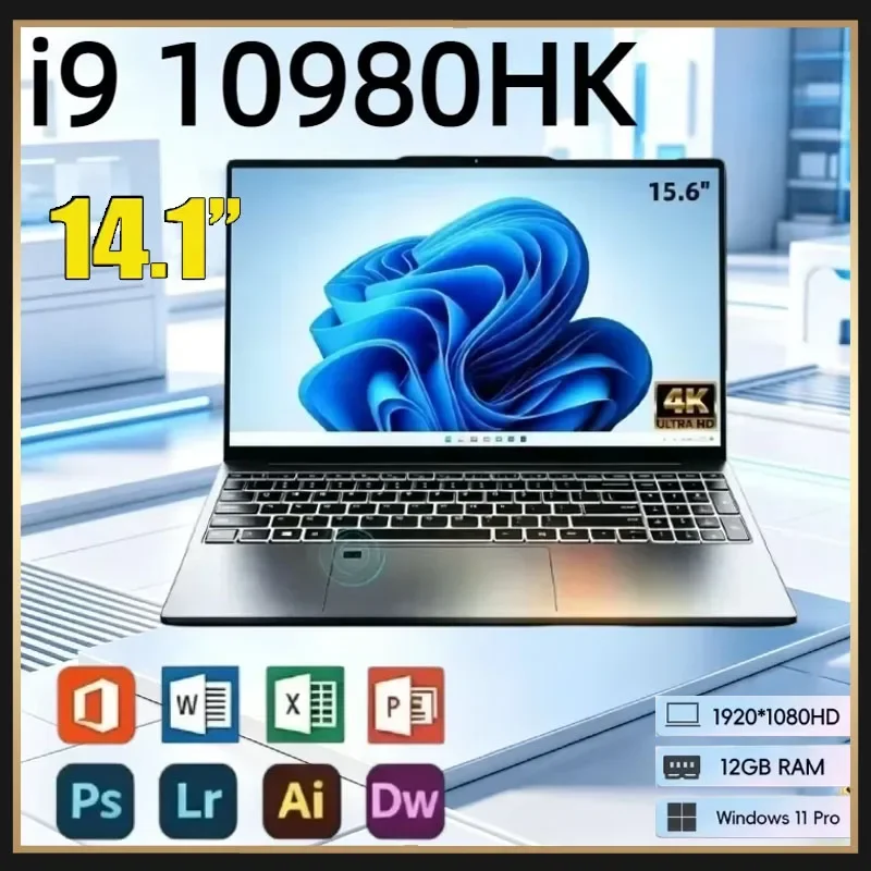 Intel I9-10980HK New High-Performance New Laptop 14.1 Inch 32GB DDR4 M.2 2048GB SSD Ultrabook Fingerprint Unlock WiFi5 BT