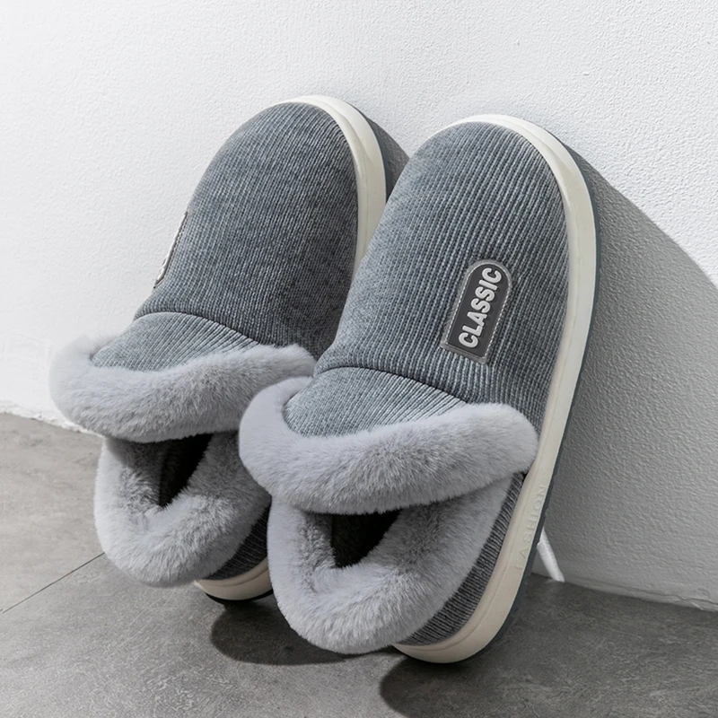

Men's Winter Slippers Indoor House Shoes, Non-Slip Warm Plush Slip-On Lined Booties with Back for Home Comfort Outdoor Use