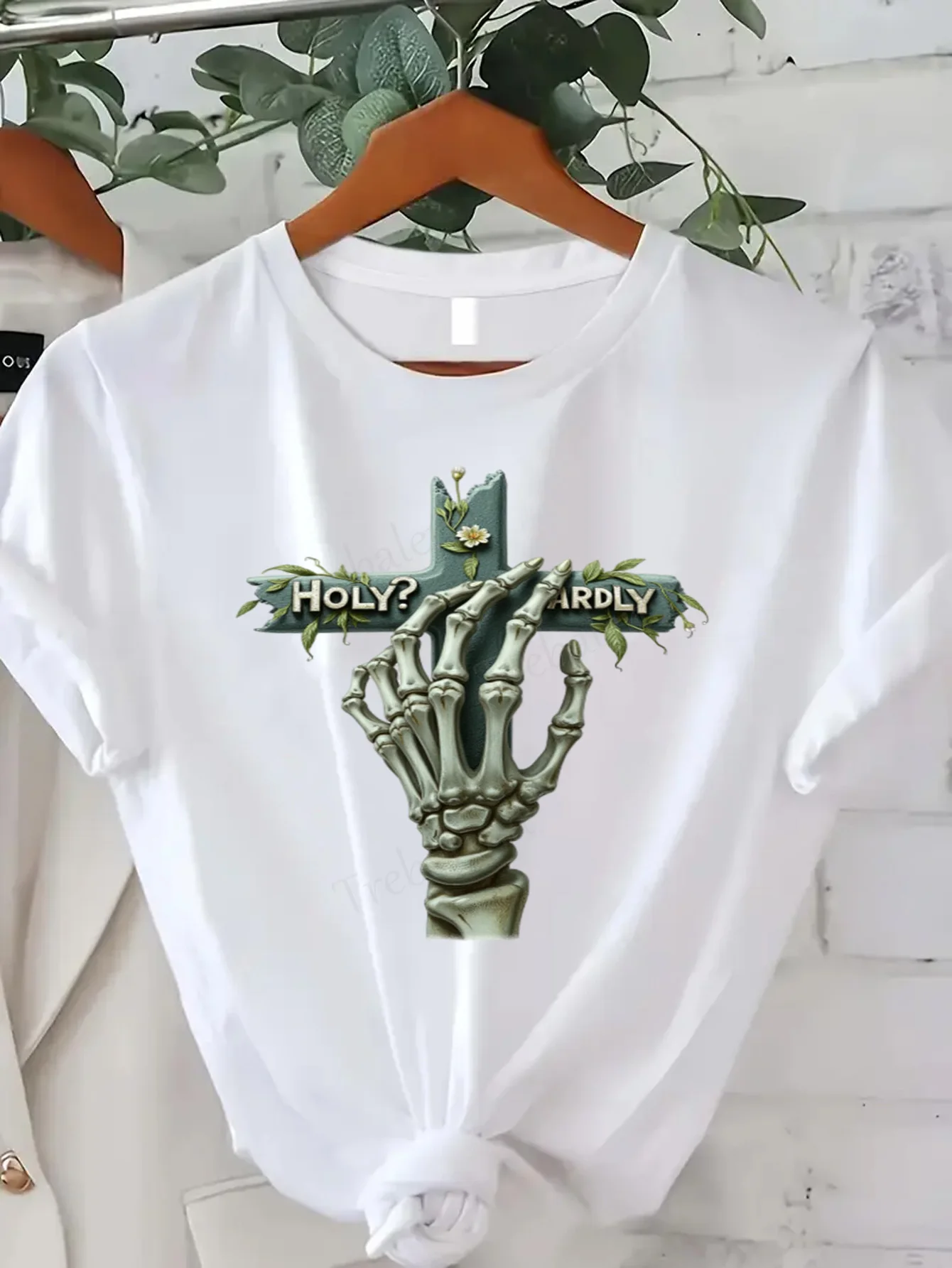 

Футболка с круглым вырезом, футболка со скелетом и крестом, забавная готическая женская футболка больших размеров, футболка с короткими рукавами, модный повседневный топ