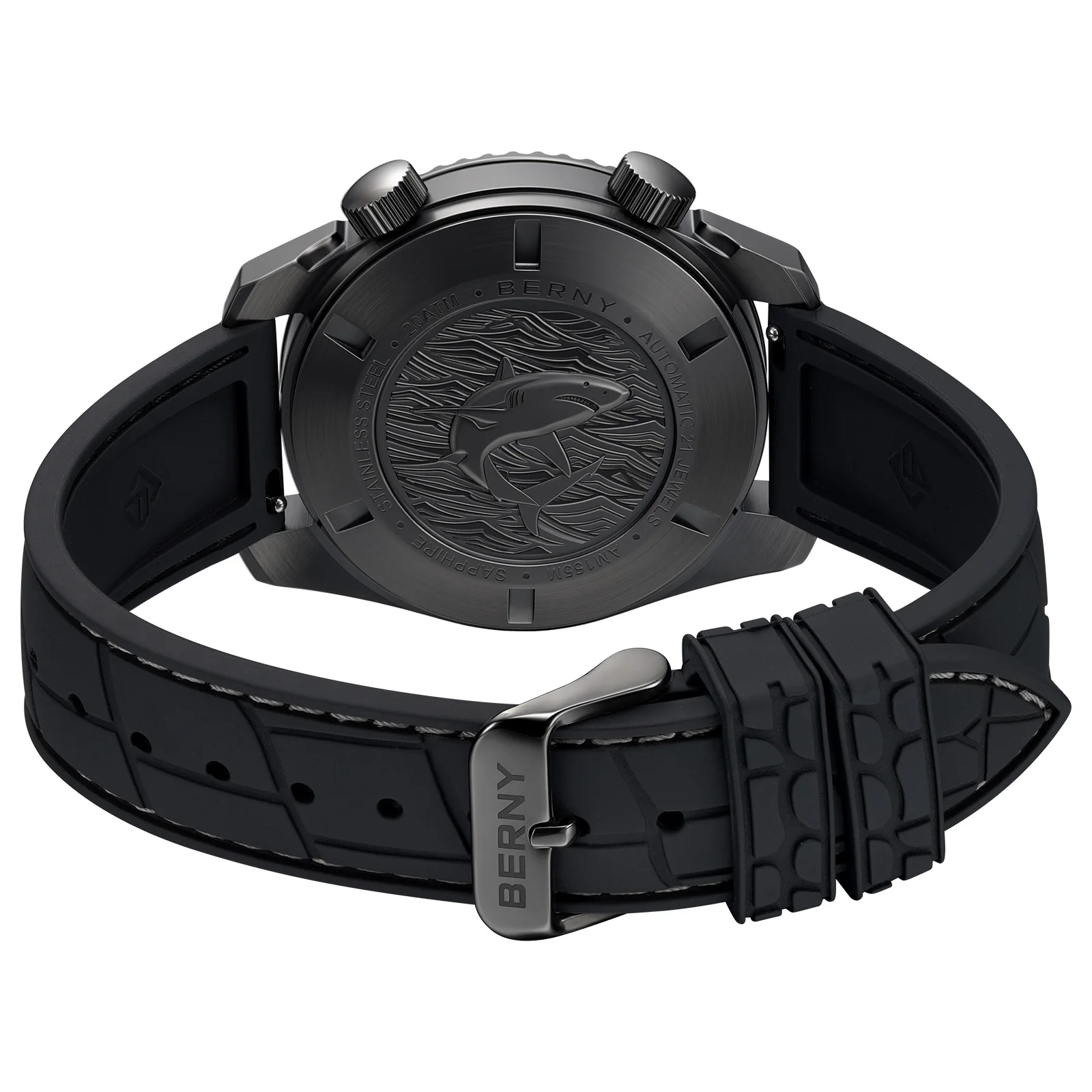 BERNY Watch Strap Ultra-tough Fluoroelastomer 100% Original For AM155M/AM155MS Replace