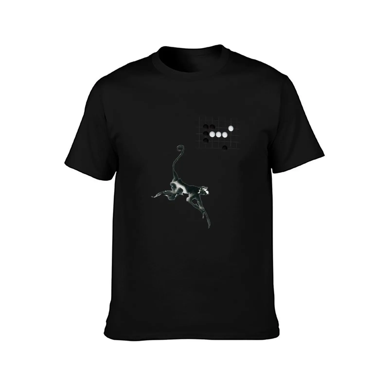 Monkey Jump - Weiqi Go Baduk Board Game T-Shirt, Summer Casual Cotton Tee, Oversized Streetwear Tops, Vintage Graphic Print