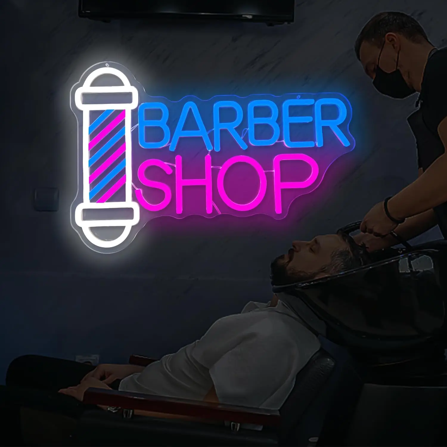 Barber Neon Sign For Shop Hair Salon Decor LED Light Up Sign For Wall Decor Business Neon Light Holiday Gift For Hairdresser