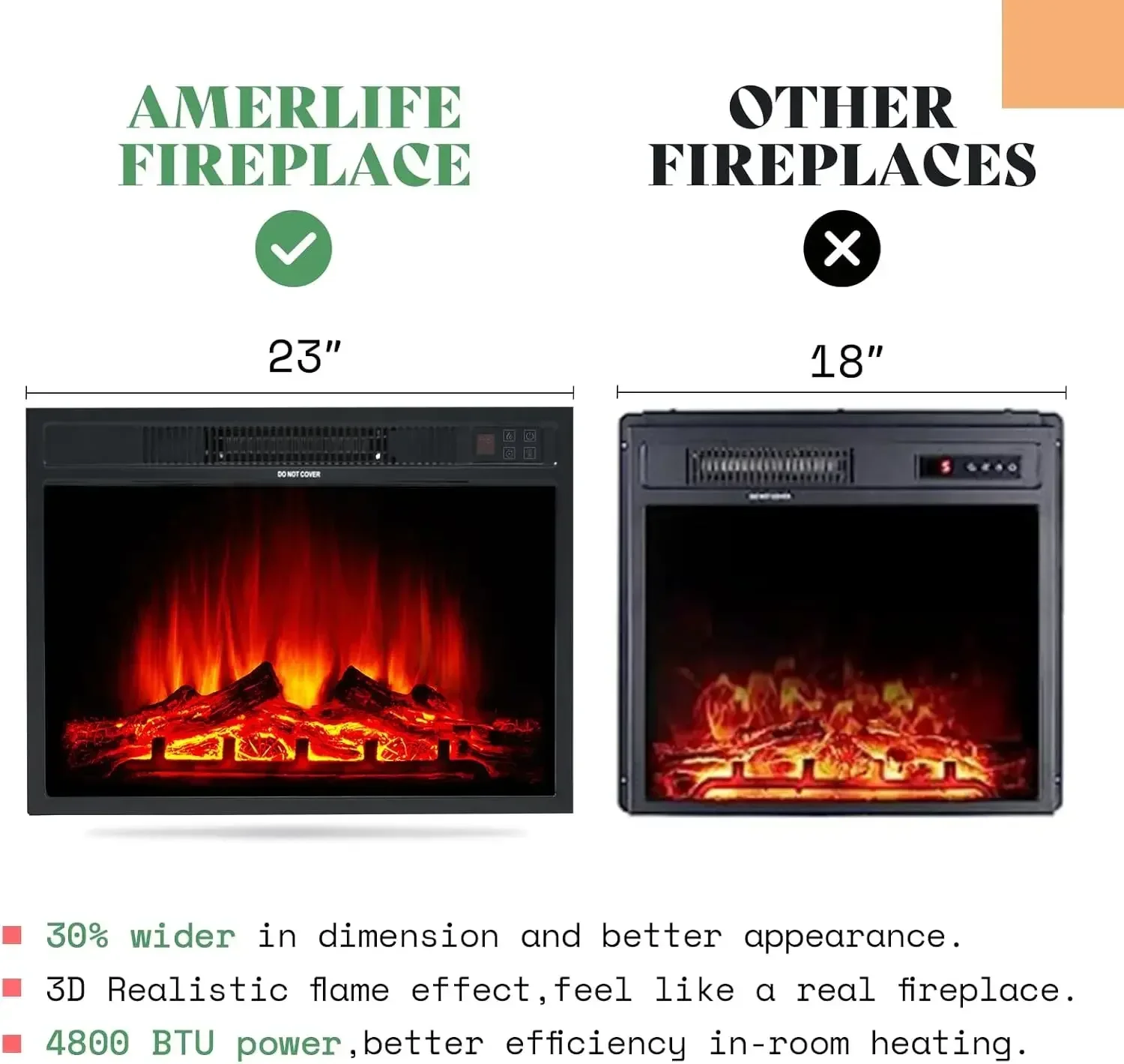 [شحن مجاني! ]حامل تلفزيون مدفأة، مركز ترفيه ذو نسيج خشبي مع مدفأة كهربائية مقاس 23 بوصة، حامل مزرعة لتلفزيون الوسائط