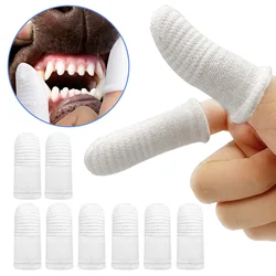 12Pcs Pet Twee-Vinger Borstelen Vinger Babybedjes Puppy Tanden Oral Schoonmaken Tool Kitten Vinger Tandenborstel Huisdieren Care Accessoires levert