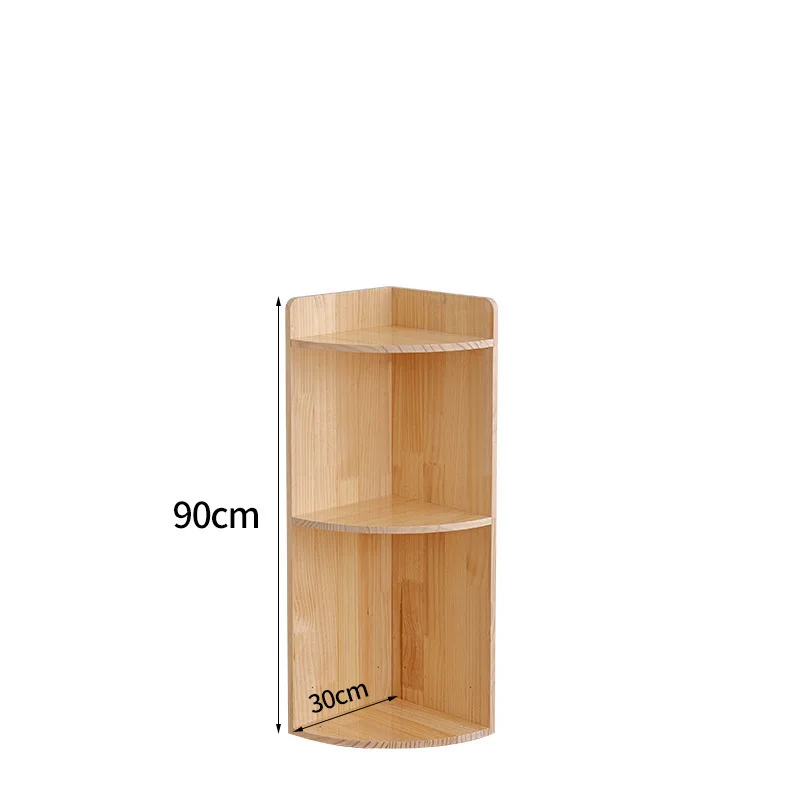 Corner Floor Triangular Side Cabinet Living Room Bedroom Solid Wood Shelf Multi-layer Corner Fan Corner Bookshelf Bookcase