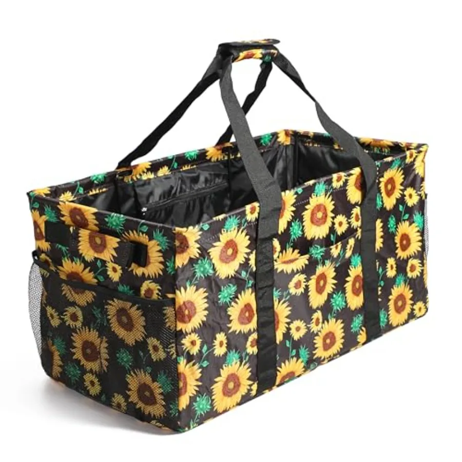 

Extra Large Utility Tote Bag, Reusable Grocery Bags Foldable, Upgraded Metal Frame, With Sturdy Handles Reinforced Bottom Heavy