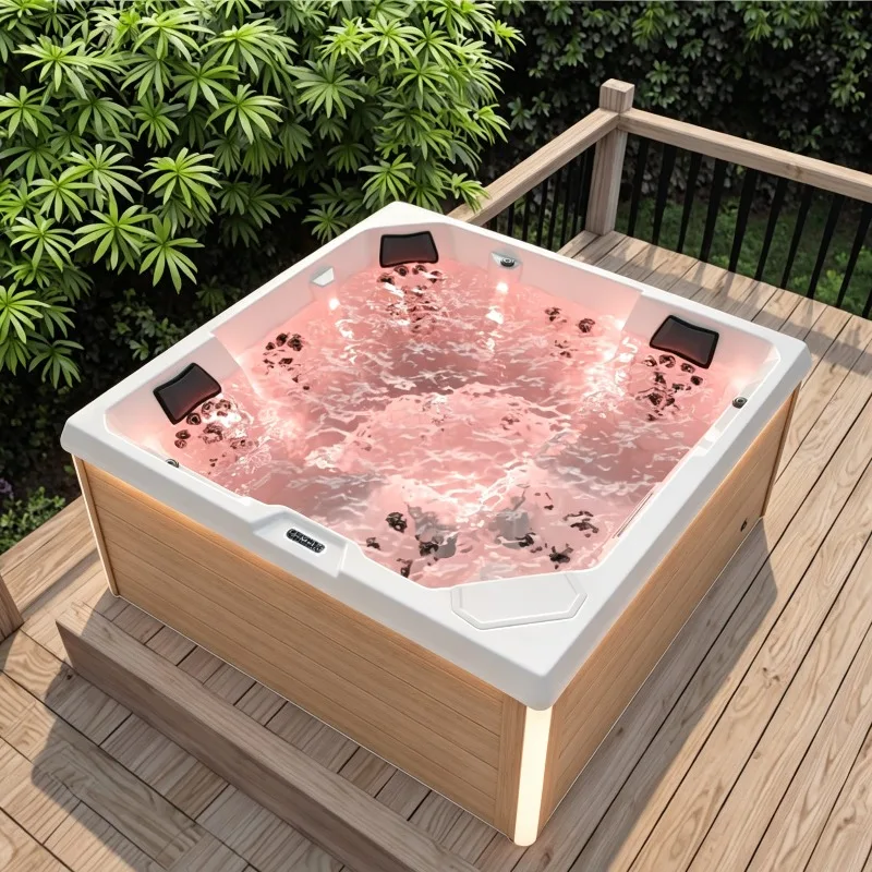 Best Massage System Acrylic Hot Tub Indoor SPA Jacuzzier Rectangle Waterfall Bathtub Hydrotherapy Compact Whirlpool Bathtub Asia