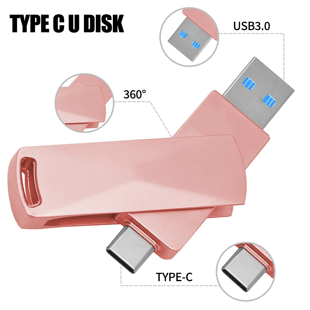 USB 3.0 High Speed Pen Drive 256GB 128GB 64GB Metal Memory Card Pendrive Flash Drive Memoria Type-c USB Stick 32GB 16GB