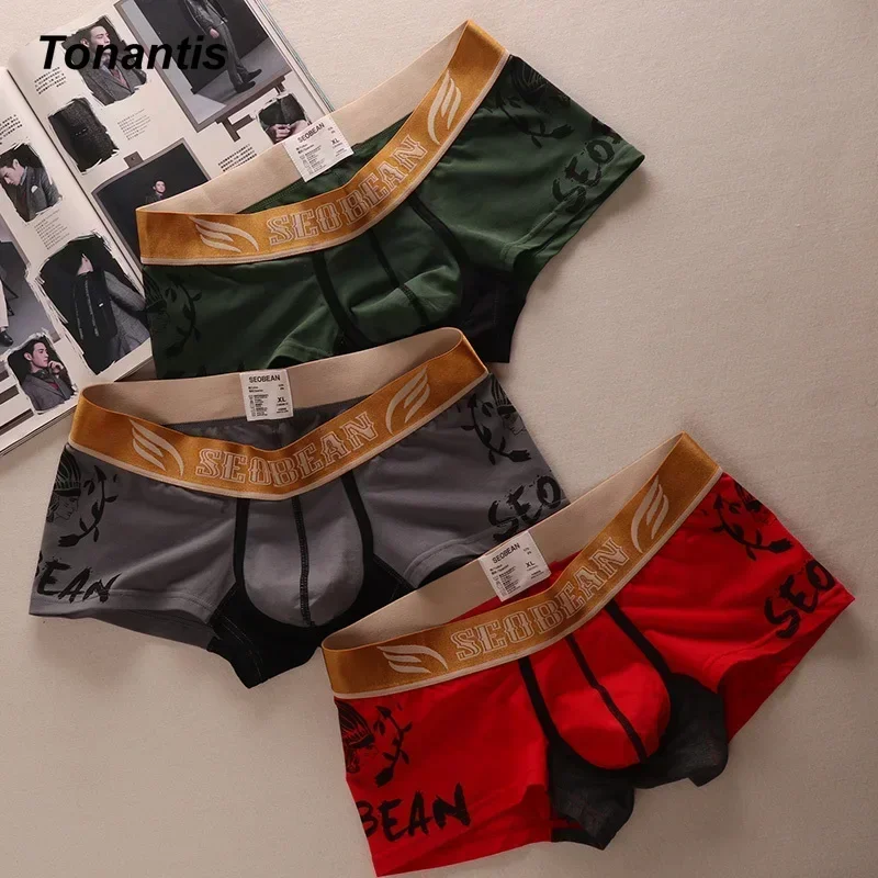 3Pcs/Set Top Quality Men Boxers Europe Design Cotton Men\'s Panties Fashion Chief Printing Man Underpants Cuecas Calzoncillos