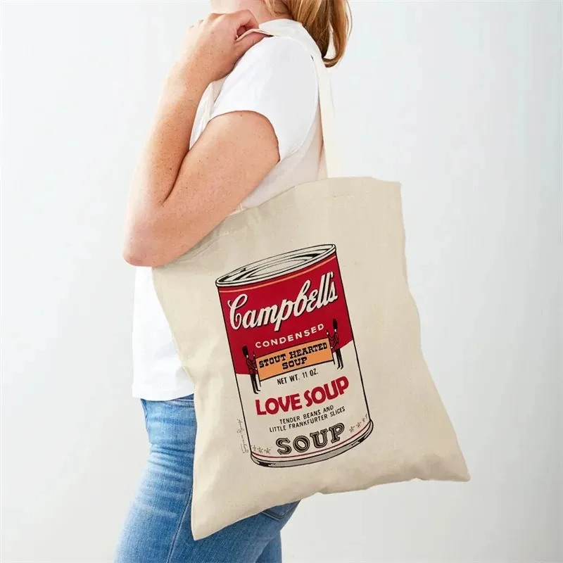 Винтажная художественная женская сумка на плечо Andy Warhol, экологически чистая сумка для покупок, повседневная женская парусиновая сумка, сумка с абстрактным принтом