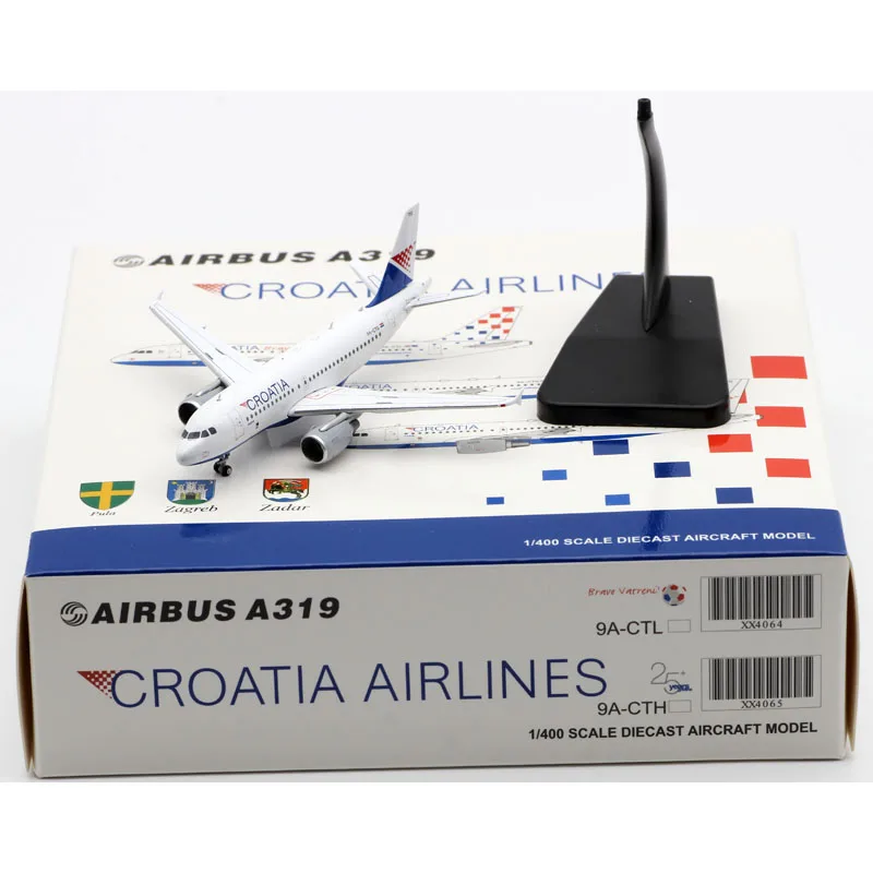 

XX4066 Alloy Collectible Plane Gift JC Wings 1:400 Croatia Airlines Airbus A319 Diecast Aircraft Jet Model 9A-CTG With Stand