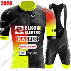 Team Elkov Kasper 2024 Cycling Jersey Men Short Sleeve Czech Clothing Road Bike Shirts Suit Bicycle Bib Shorts MTB Ropa Maillot