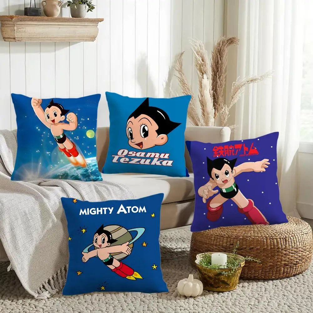 A-Astro Boy Anime Cushion Cover Silky Short Plush Invisible Zipper Dustproof Sofa Pillow Case for Home Decor