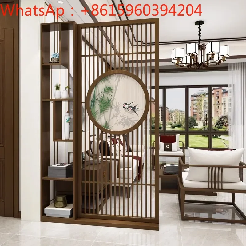 Custom-made new Chinese-style screen partition porch cabinet living room solid wood modern simple household grille