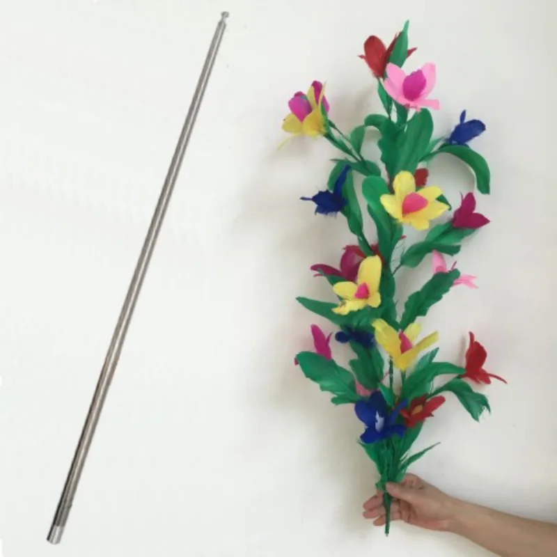 Vanishing Cane To Flower ( 21 Flowers ) Magic Tricks Metal Vanishing Cane Stage Flower Comedy Magic Prop Classic Magic Illsuion