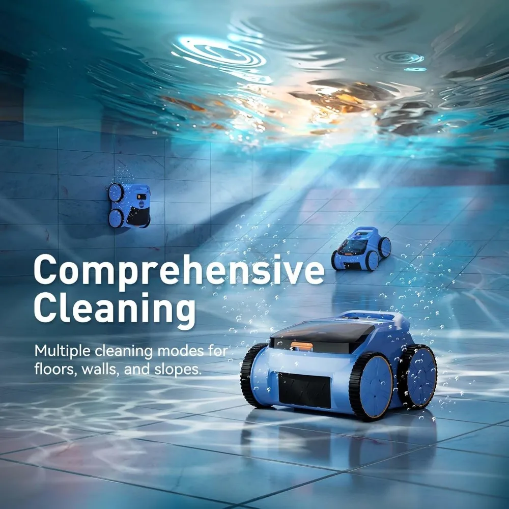 The underground swimming pool vacuum cleaner has a cleaning area of 2000 square feet and can last for 180 minutes