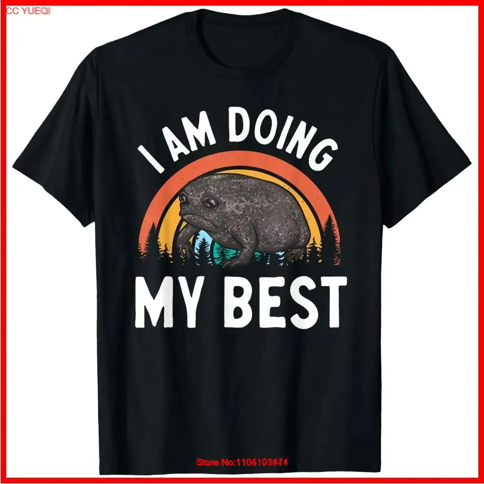 تي شيرت Black Rain Frog Doing My Best Desert Cotton مقاس S 5XL عتيق مغسول أنيق وجيد التهوية ومتعدد الاستخدامات #1