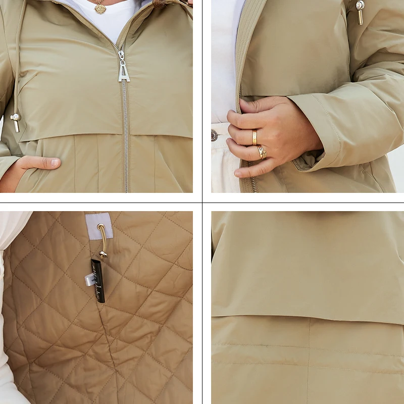 GASMAN-Chaqueta con cremallera para mujer, abrigo largo con capucha, parkas de marca a la moda, de alta calidad, primavera, 2022