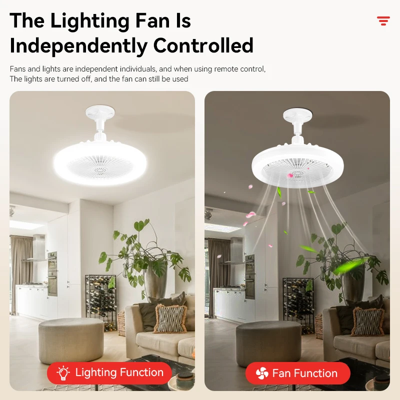 Enclosed Home Ceiling Fan with Light and Remote, 10 Inch Screw in Mini Fans, 3 Fan Speeds Dimmable 3 Colors for Dining Room