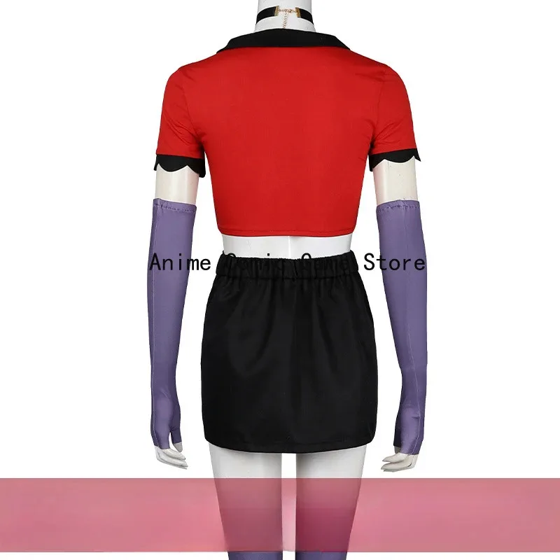 متوفر S-3XL Vaggie Hazbin أزياء تنكرية شعر مستعار ملابس أنيمي فندق موحدة ملابس حفلات الهالوين للنساء