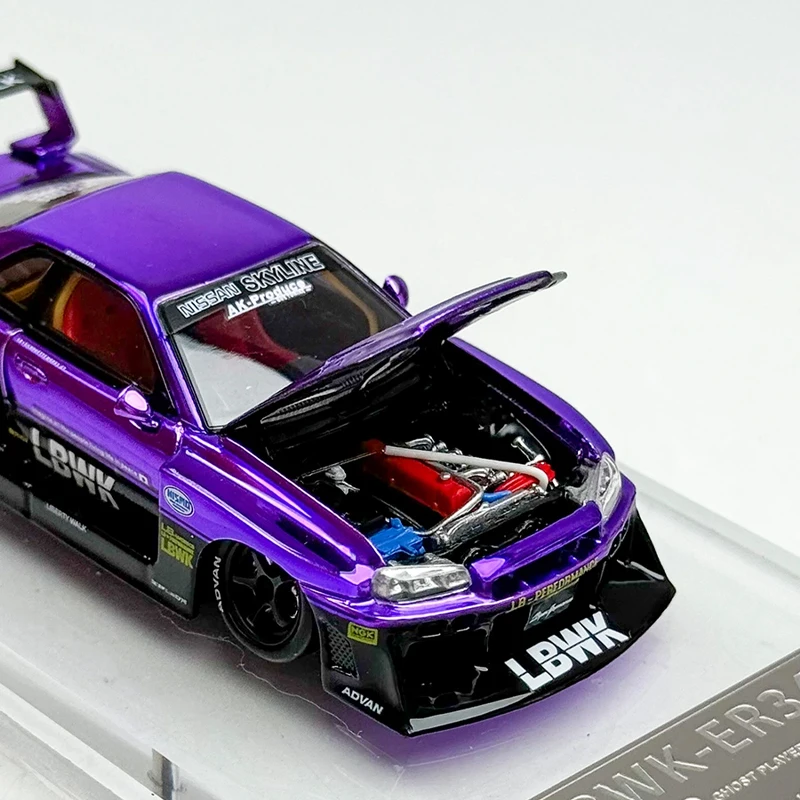 1/64 Skyline Gtr Er34 Lbwk Alloy Purple Plating Toys Car Model Metal Diecasts Toy Vehicles Authentic Exquisite Interior Gift