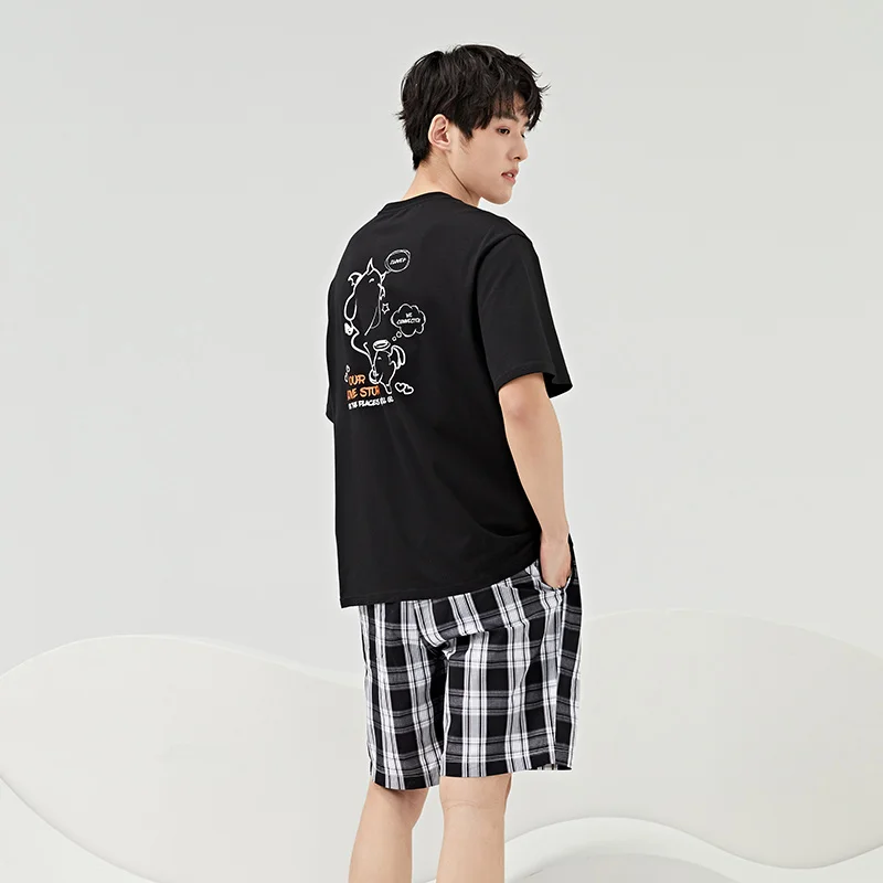 Semir Pajamas Set Men Cotton Fall Couple Set Man Short Sleeved Shorts Homewear Autumn