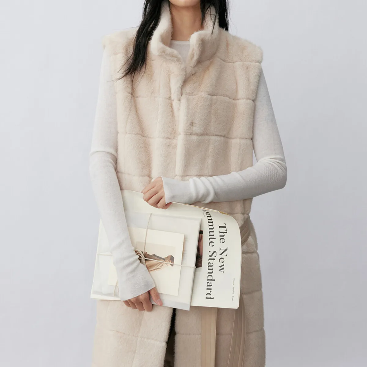 سترة BJTZ النسائية الشتوية الطويلة من الفرو الصناعي معزولة دافئة مصممة أنيقة وبسيطة وغير رسمية ملابس خارجية مريحة #5