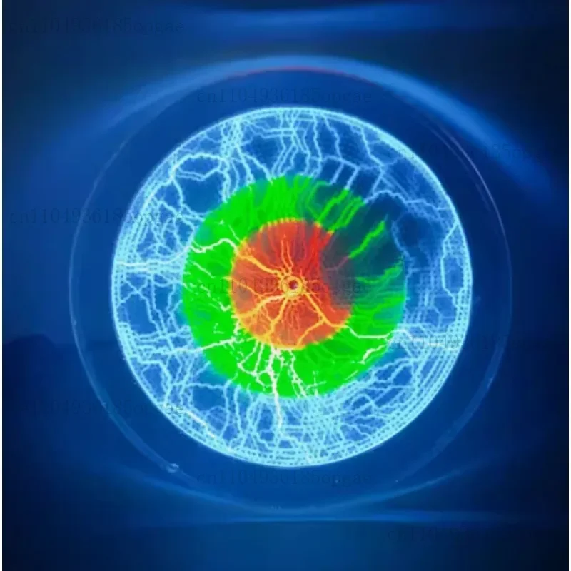 6-inch Blue Tri Color Lightning Disk, Red Green Pink Touch Current Light