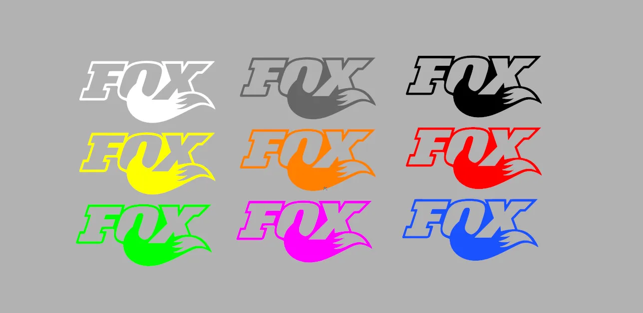 قطعة واحدة من ملصقات Fox Shocks Motocross MX من الفينيل مقطوعة بالقالب - شارات مقاومة للماء، ديكور خارجي متين للسيارات وركوب الدراجات