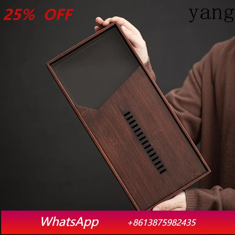 

Household Glass Bamboo Water Storage Tea Tray Small Dry Tea Table in The Living Room New Kung Fu Tea Set Water Storage Tray
