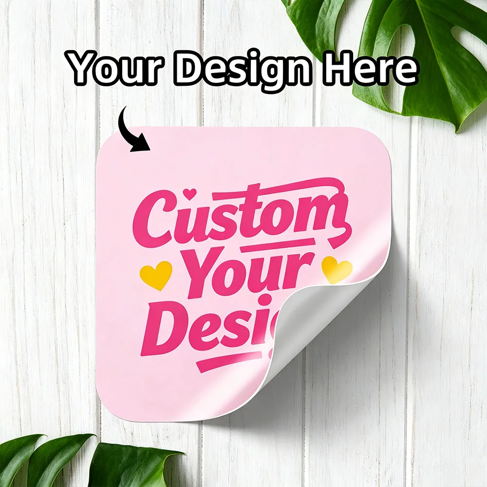 1‑120Pcs Custom Square Stickers Personalized Text Image Decals for Car Interior Dashboard Door Panel Decoration