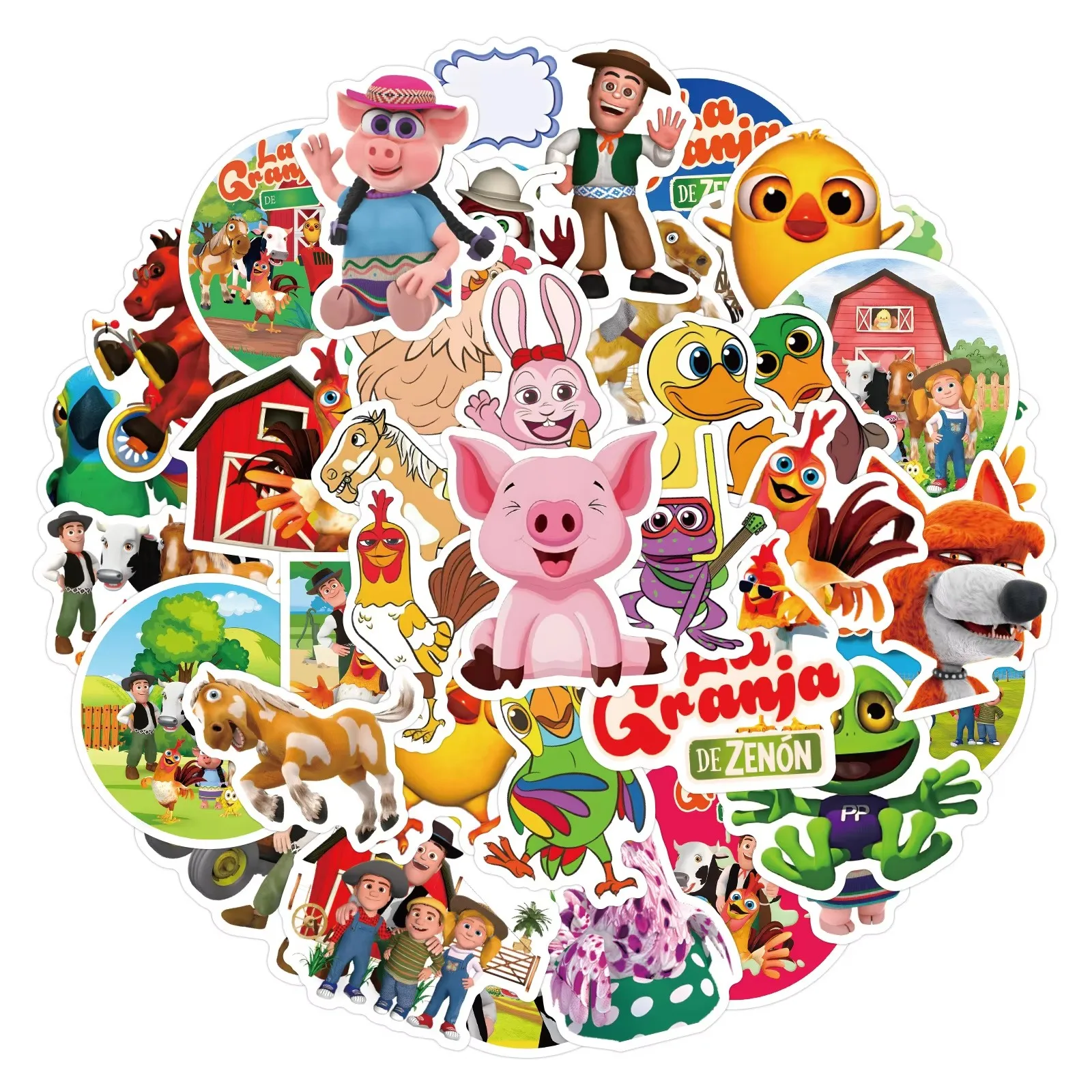 50PCS La Granja de Zenón Stickers Cartoon Graffiti Sticker Scrapbook Luggage Laptop Guitar Phone Cup Decals Funny Kids Toys Gift