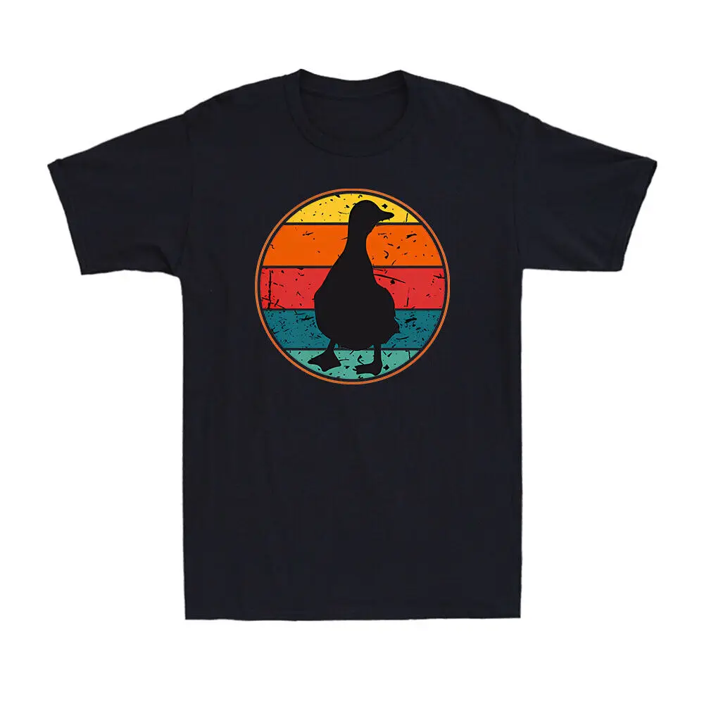 

Duck Lovers Owner Retro Vintage Sunset Novelty Funny Gift Men's Cotton T-Shirt