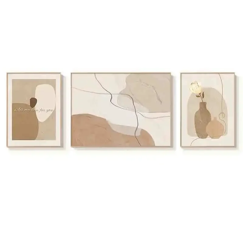 

Log cream wind living room decoration painting, art mural, sofa background wall