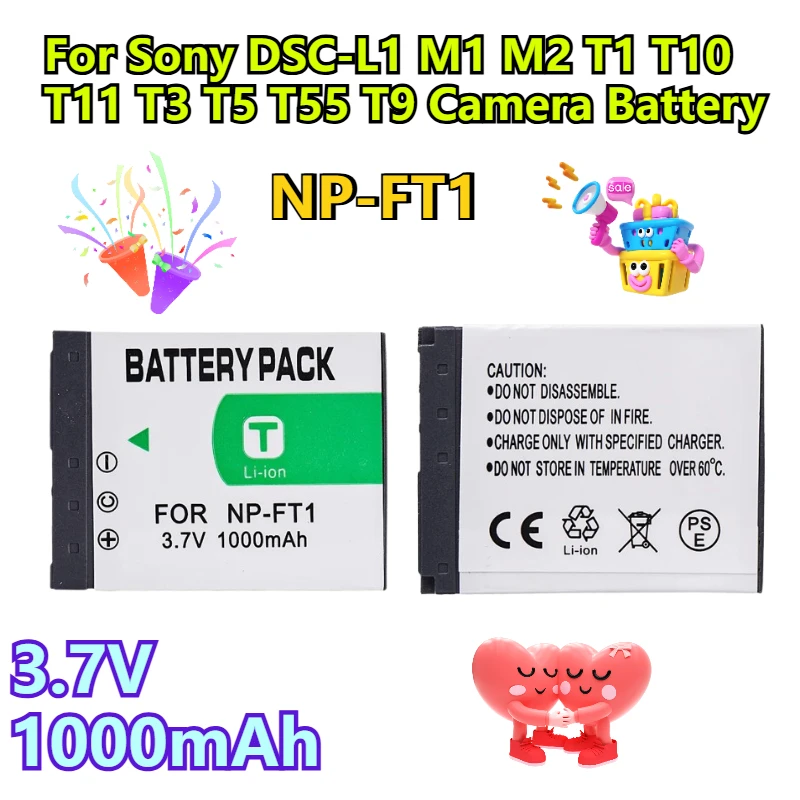 

3.7V 1000mAh NP-FT1 for Sony DSC-L1 M1 M2 T1 T10 T11 T3 T5 T55 T9 Camera Battery