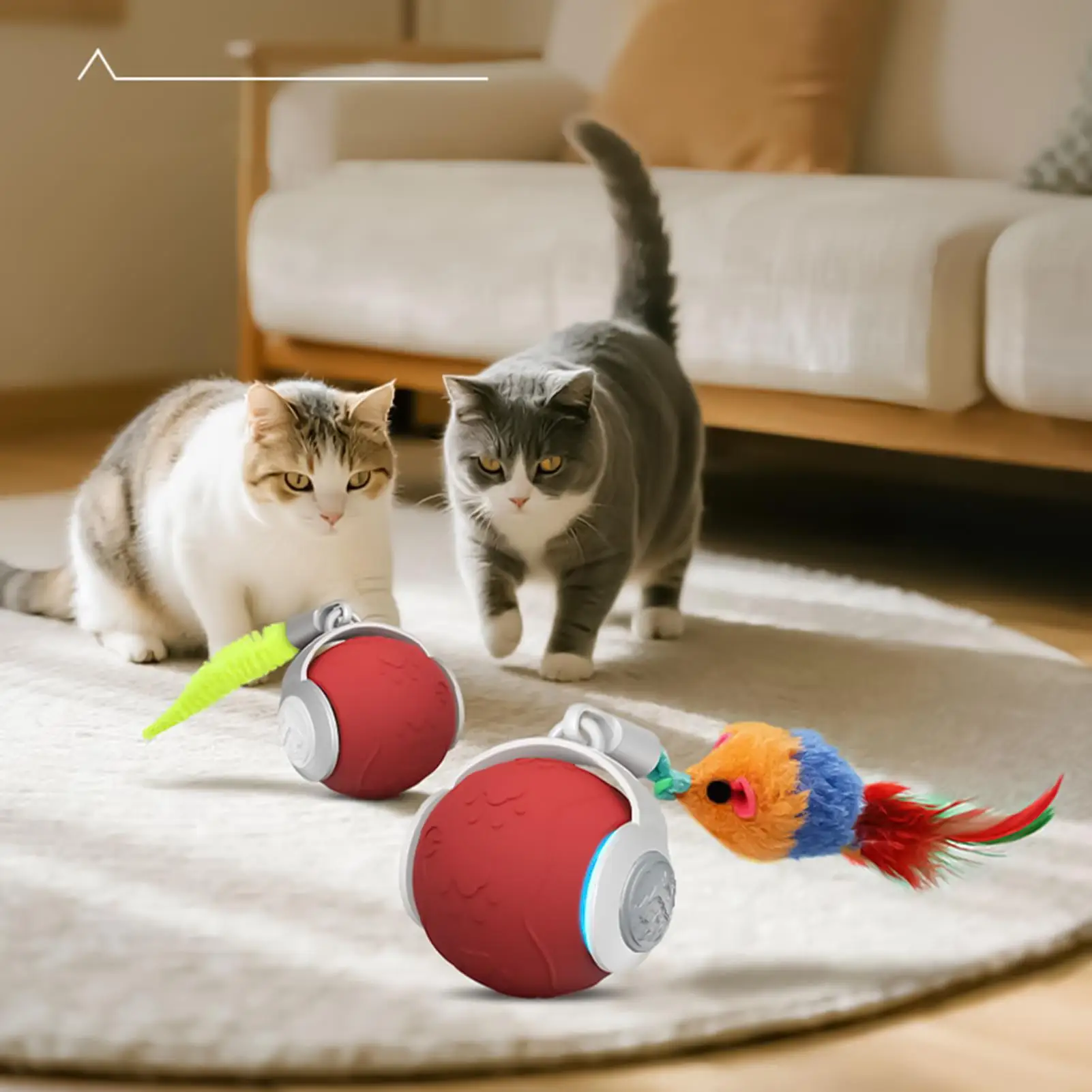 

Интерактивный кошачий мяч, 3-режимная игра с автоматическим катящимся хвостом, электрическая электрическая игрушка для кошек для шлифования зубов, саморазвлечения, скука