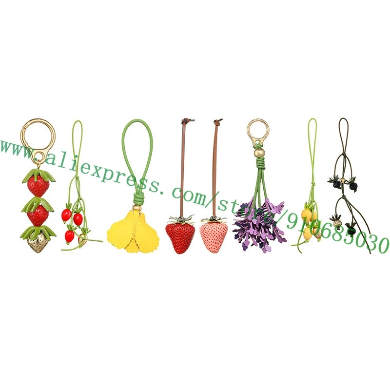 

Lovely Fruit Flower Leather Bag Charm Pendant Hanging Decoration Ornament For Handbag Backpack Car Keychain Keyring