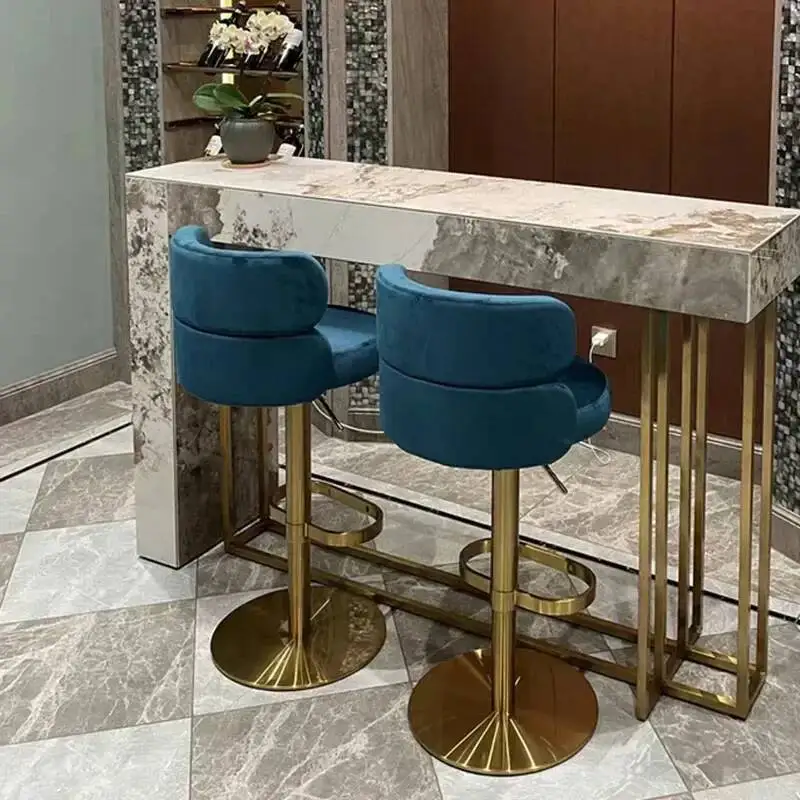 كرسي بار مخملي فاخر بتصميم حديث ذهبي ترفيهي عالي الجودة كراسي حفلات مستديرة أنيقة أثاث تابوريتس دي بار