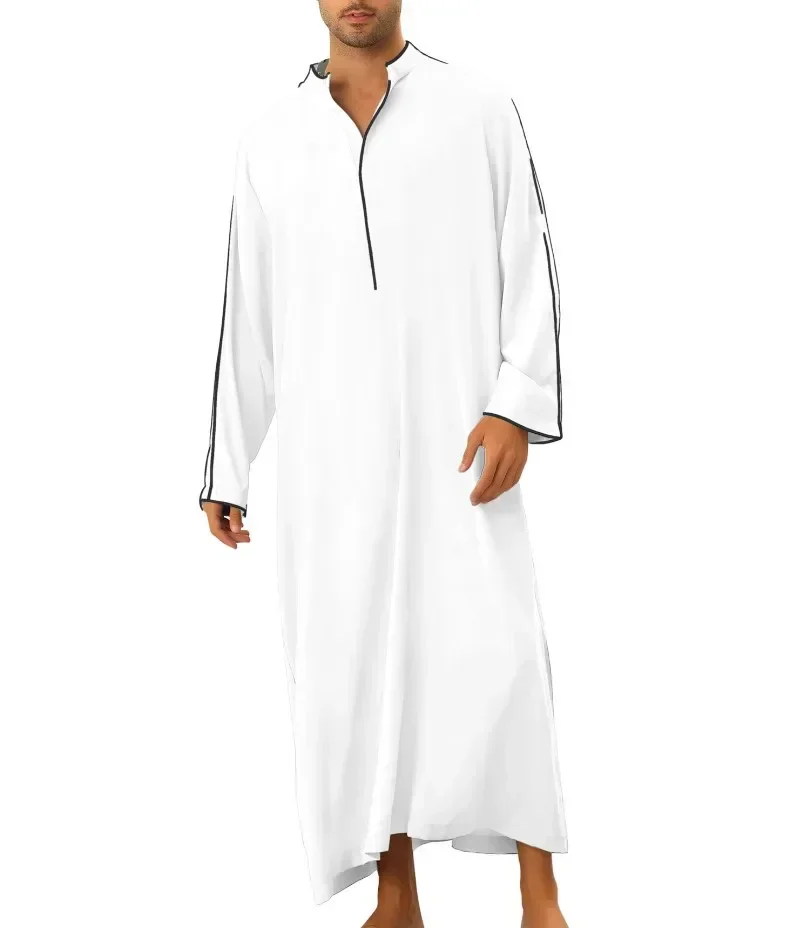 Pop Male Arabic Long Robes Saudi Arabia Cotton Kaftan Middle East Islamic Clothing Muslim Fashion Arab Abaya Muslim Simple Style
