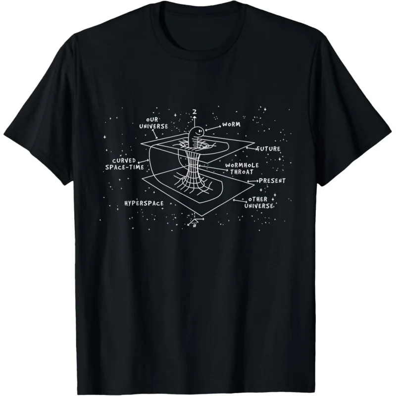 Men's and Women's Sports and Leisure Fashion Short Sleeve Astrophysics Gift - Time Curve Wormhole Gift Black Top T-shirt