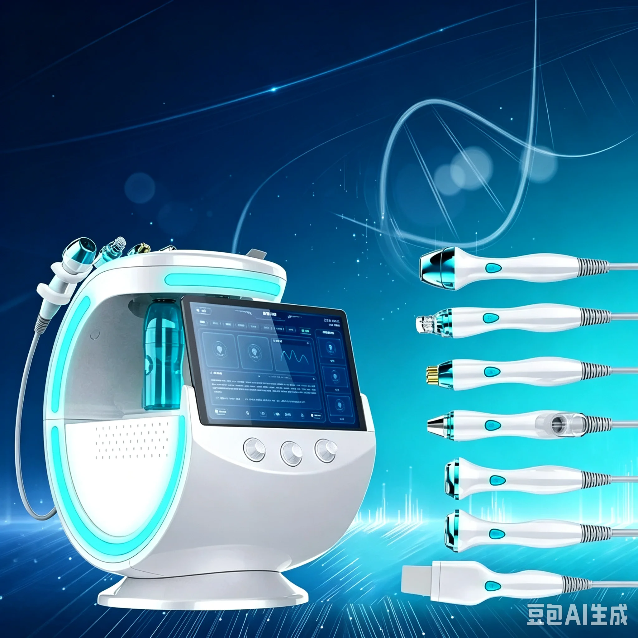 New 7 In 1 Smart Ice Blue Hydra oxyge Dermabrasion Facial Mahcine Skin Cleaning Skin Analyzer Dermabrasion Facial Aquafacial